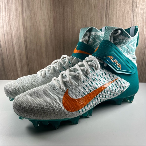 Nike Alpha Menace Elite 2 Football Cleats Miami Dolphins BV2077-108 Men's 12.5 - Picture 3 of 13
